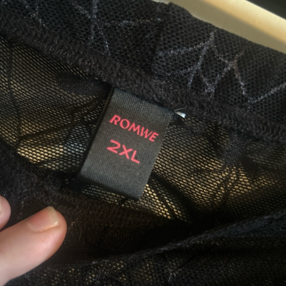 ROMWE Black Lace Blouse 2XL